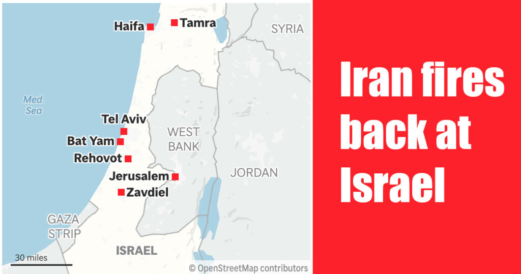 Iran fires back at Israel